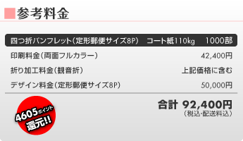 四つ折りパンフレット 印刷料金+デザイン料金